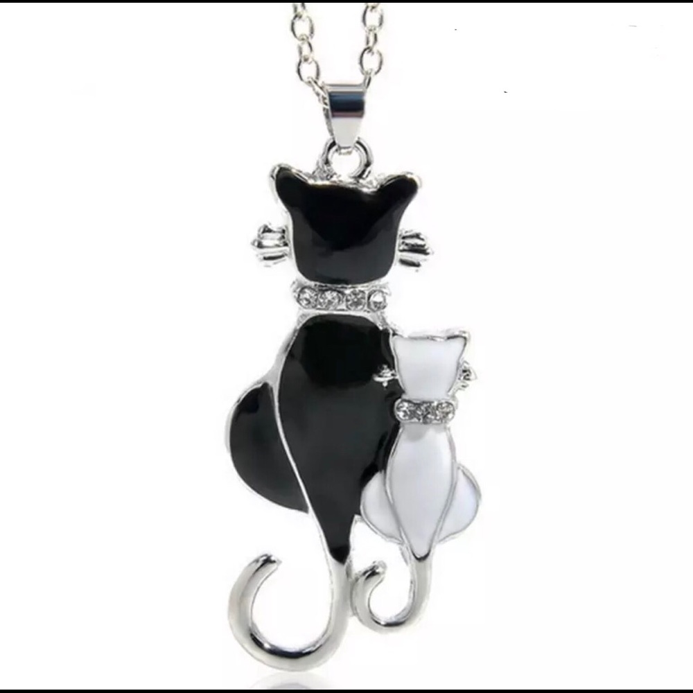 Swarovski French Kitties Necklace Silver Plate New - Picture 5 of 5